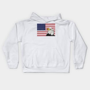 Patriotic Eagle on American Flag Kids Hoodie